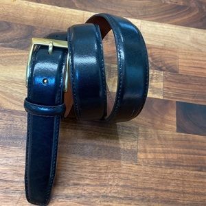 JOS.A.BANK 36 Black Italian Leather W/Brass Buckle Belt